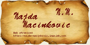 Najda Mačinković vizit kartica